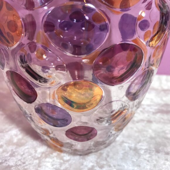 Mid Century Nemo Borske Sklo Czech * Optical Dot Glass Ball Vase Bohemia Crystal - Picture 9 of 11